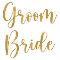 Nálepky na sklo "Groom, Bride" zlaté