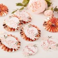 Odznaky Team Bride Floral Rose Gold 9 cm, 6 ks