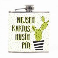 Ploskaka s eskm textom "Nejsem kaktus" (Nie som kaktus)