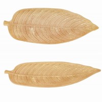 Podnos drevený zlatý Tropický list 45,5 x 18 cm