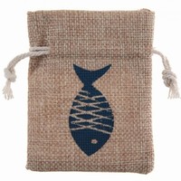 Vrecko prrodn Juta s rybkou 7,5 x 10 cm, 4 ks