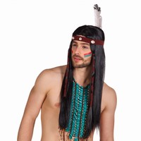 Parochňa Indián Takoda, čierne vlasy s čelenkou