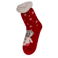 Ponožky dámske s baránkom Christmas červené so snehuliakmi jedna veľkosť