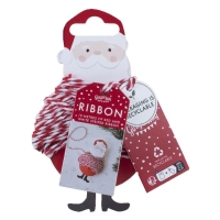 Povrzok dekoran krten erveno-biely Santa 10 m