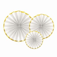 ROZETY dekoračné biele so zlatými okrajmi 3ks
