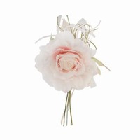 Ruža umelá na stonke s čipkou a perlami ružová 11 cm