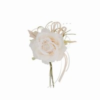Ruža umelá na stonke s čipkou a perlami šampaň 11 cm