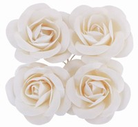 Ružičky dekoračné textilné biele 4 cm 4 ks