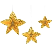 Rozety dekoratívne Hviezdy, zlaté 3 ks