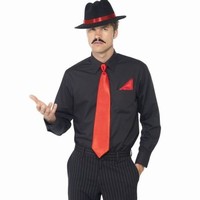 SADA Gangster- klobouk, kravata, kapesník černočervená