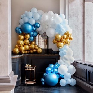 SADA balónků na balónkový oblouk Deluxe modrá/zlatá 200ks