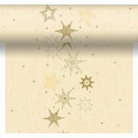 Šerpa papierová v rolke Dunicel svetlo žltá so zlatými hviezdami veľ. 51 x 420 x 51, 1 ks, perforácia každých 40 cm