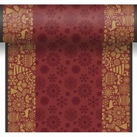 Šerpa papierová v rolke Dunicel tmavo červená s vianočným motívom, 51 x 420 x 51, 1 ks, perforácia každých 40 cm