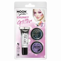 SET TPYTEK Chunky Glitter holografick ern a fialov + fixan gel