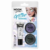 Set Glitter Shaker holografick holografick ern a fialov + fixan gel