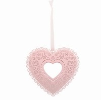 Srdiečko kovové závesné pastelovo ružové 12,5 x 11,5 cm