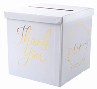 SVADOBNÝ BOX na želanie biely so zlatom Just Married 21x21x21cm