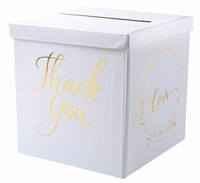 SVADOBN BOX na elanie biely so zlatom Just Married 21x21x21cm