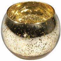 SVIETNIK sklenený metalický zlatý 10 x 8 cm