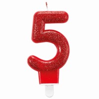 Svieka slica 5 glitrov erven 7,6 cm