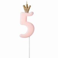 Sviečka narodeninová číslo 5, svetlo ružová, 9,5 cm