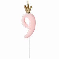 Sviečka narodeninová číslo 9, svetlo ružová, 9,5 cm