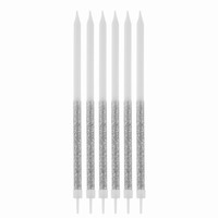 Svieky tortov glitrov bielo-strieborn 14,5 cm, 16 ks