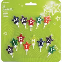 Sviečky mini nápis Happy Birthday multicolor 13 ks