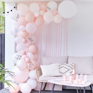 Sada balónků na balónkový oblouk Hen party bílá/růžová 55 ks