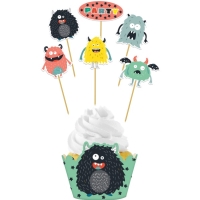 Súprava dekorácií na cupcaky Monster 6 ks