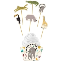 Súprava dekorácií na cupcaky Zoo Party 12 ks