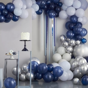 Sada balónků na balónkový oblouk Námořnická/stříbrná