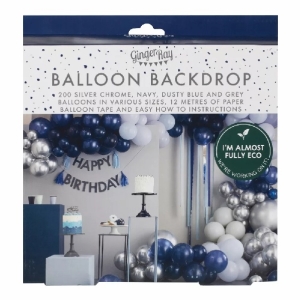 Sada balónků na balónkový oblouk Námořnická/stříbrná
