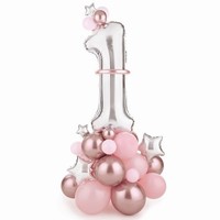 Sada balónikov 1. narodeniny v ružovej farbe