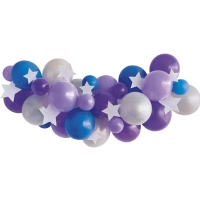 Sada balónikov na balónikový oblúk a papierové hviezdy fialovo-modrá