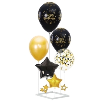 Sprava balnikov so stojanom Happy Birthday ierna/zlat 6 ks