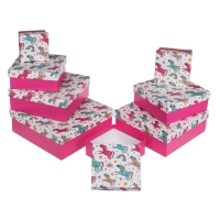 Unicorn party - Set darčekových boxov Jednorožce 22,5 x 22,5 x 8 cm 8 ks