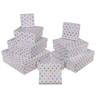 Sada darčekových boxov biela s holografickými hviezdičkami 22,5x22,5x8 cm (8 ks)