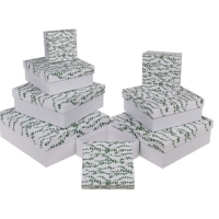Set darekovch boxov biele Eucalyptus 22,5 x 22,5 x 8 cm 8 ks