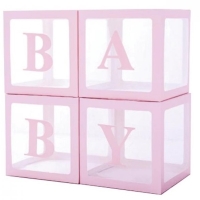 Sada dekoranch boxov na balniky Baby svetlo ruov 30x30 cm, 4 ks