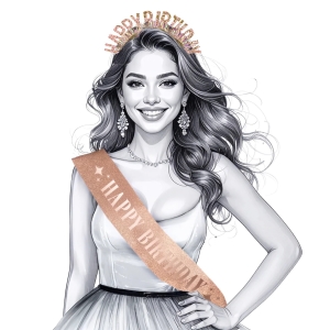 Set čerpa s čelenkou Happy Birhtday rosegold