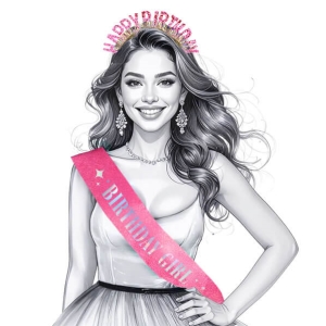 Set čerpa s čelenkou Happy Birhtday růžová