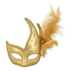 Škraboška zlatá s peřím