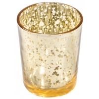 Svietnik sklenený metalický zlatý 5,5 x 6,7 cm