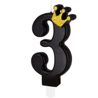 Svieka tortov slica 3 ierna s korunkou 8,8 cm