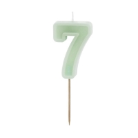 Sviečka narodeninová "7", zelená, 6 cm