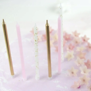 Svíčky dortové zlatá/bílá/růžová 12,5 cm 6 ks