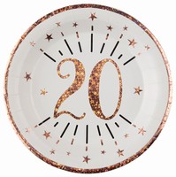TANIERE papierov 20. narodeniny Rose Gold 22,5cm 10ks