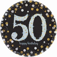 TANIERE papierové Sparkling Celebrations "50" 23cm 8ks