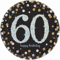 TANIERE papierové Sparkling Celebrations "60" 23cm 8ks